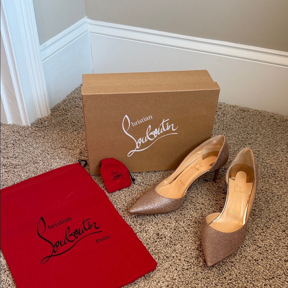 NIB Christian Louboutin Iriza 70 glitter courtisane